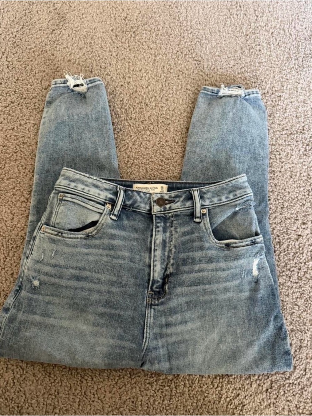 Abercrombie & Fitch Light Blue High-Rise Super Skinny Ankle Jeans